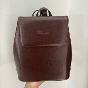 Salvatore Ferragamo Burgubdy Leather Backpack Minimalist Design